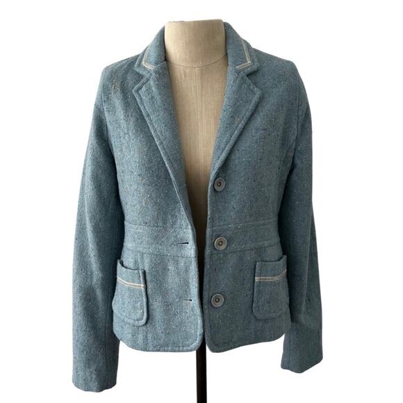 Old Navy Light Blue Tweed Fitted Blazer – Size XS – Y2K Preppy Office Jacket - Picture 1 of 6